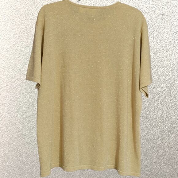 Vintage Villager Signature Liz Claiborne Yellow And Gold Metallic Top Size 2X - Picture 2 of 5